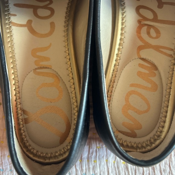 Sam Edelman Black Leather Loafers with Gold Accent - Picture 3 of 4